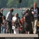 Dimple Kapadia on the sets of Tenet.