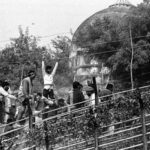 Kar sevaks at the site facing the Babri Masjid in July 1992.