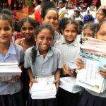 17-6-16Visakhapatnam:Girl students of Queens Mary Primary Government School in all smiles after receving free books at a programme organised by VPT as part of CSR activity in Visakhaparnam on Friday.
