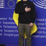 Ukraine's President Volodymyr Zelenskyy poses for a picture before an EU summit at the European Parliament in Brussels, Belgium, Thursday, Feb. 9, 2023.
