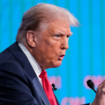 Republican presidential candidate former President Donald Trump speaks during a presidential debate with President Joe Biden, June 27, 2024, in Atlanta.