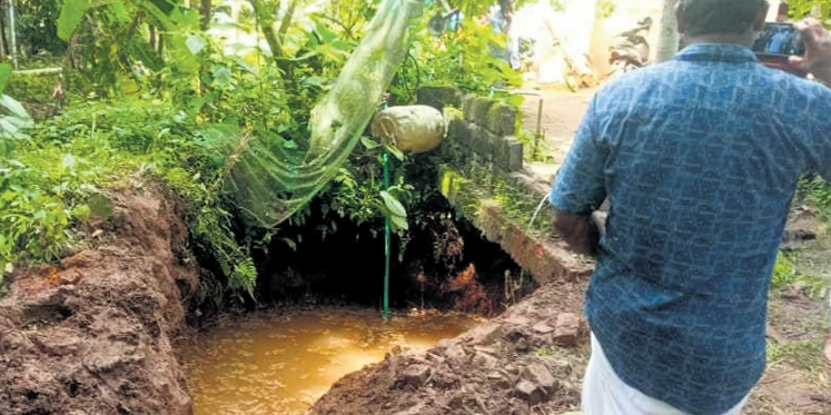 The well on the property of Pandala Saju in Illithodu into which the elephant calf fell on Wednesday