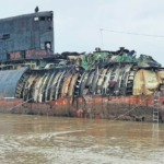 Submarine INS Sindhudhvaj being dismantled at Steel Industrials Kerala Limited at Azhikkal in Kannur