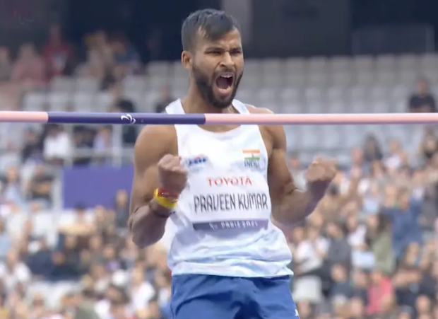 Praveen Kumar secures gold in men's high jump T64 at Paris Paralympics 2024, setting an Asian record.