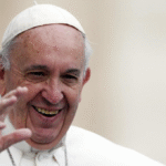 Pope Francis, photographed during a public address, 2024.