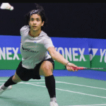 Indian shuttler Malvika Bansod in action during her match at the Thailand Open 2025.