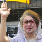 Former Bangladesh Prime Minister Khaleda Zia addressing a public rally during her tenure as BNP leader